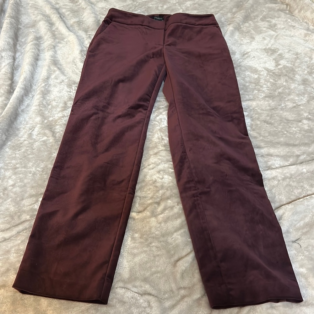 NWT Ann Taylor burgundy velvet curvy slim pants